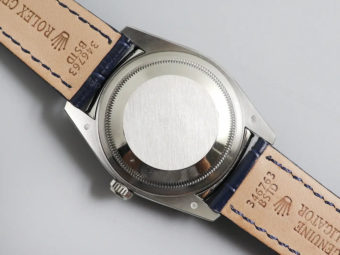 View 9 of Fake Rolex Day-Date Ice Blue Diamond Premium 128236-ROLEX-DD36-ICE-DIA ROLEX-DD36-ICE-DIA Leather Strap 36MM