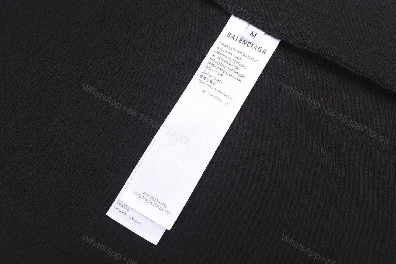 View 7 of Black Fabric Casual Oversized Tee Distressed BALENCIAGA Logo T-Shirt