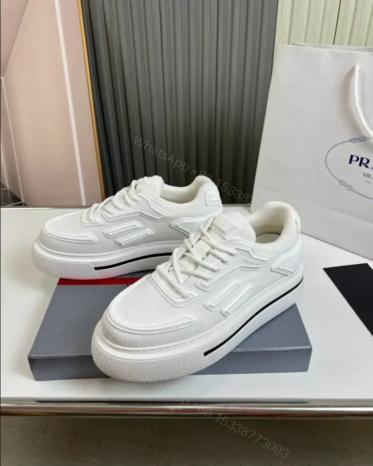View 7 of PRADA MACRO RE-NYLON AND BRUSHED LEATHER SNEAKERS – PRD061