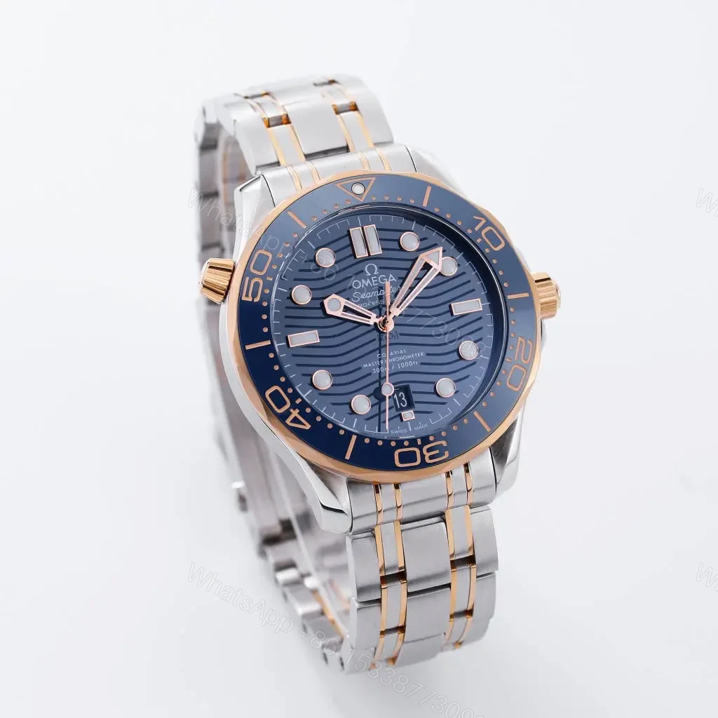 View 3 of Omega Seamaster 300M Series Blue Dial with Stainless Steel and Rose Gold Bracelet 42MM Case Custom 8800 Movement