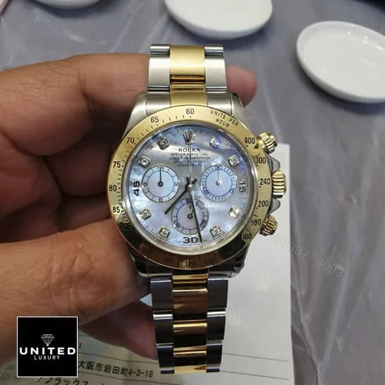 View 9 of Rolex Daytona Two Tone White Dial 116523 Replica