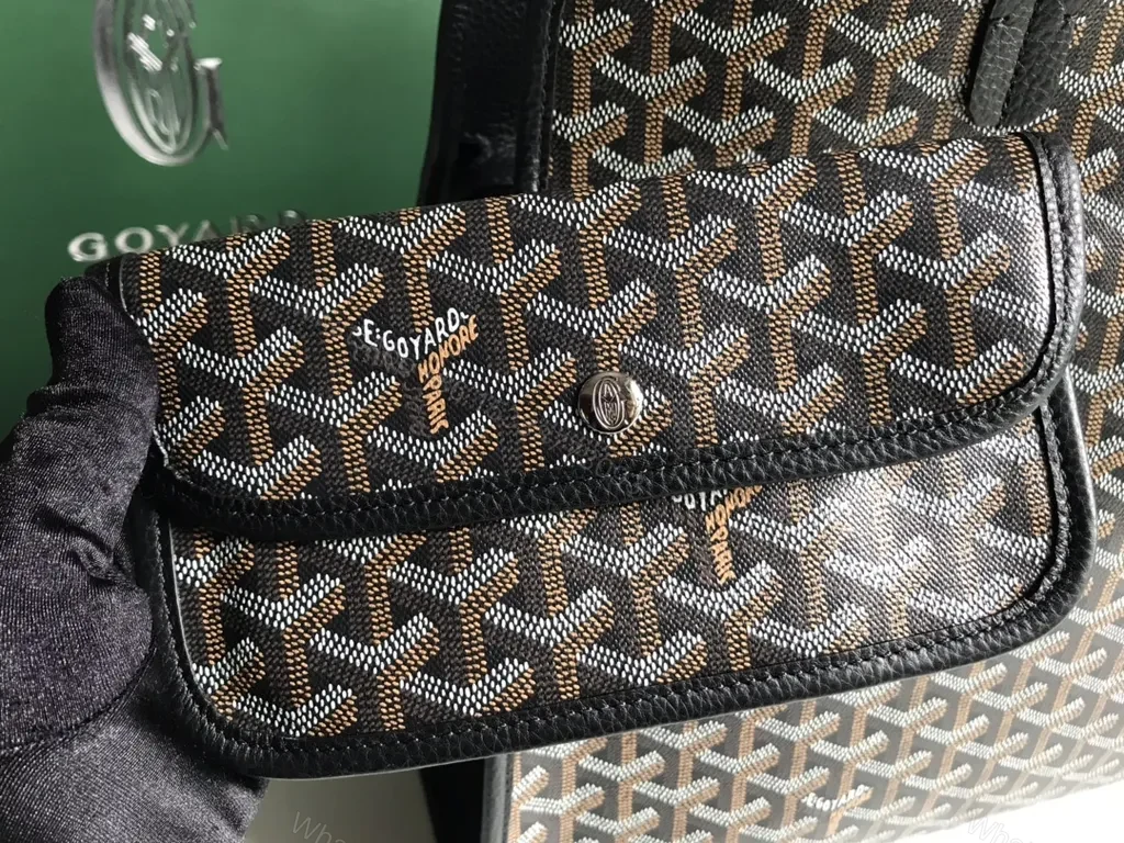 View 3 of Structured Goyard-Pattern Tote: Luxury Office Bag with Leather Trim