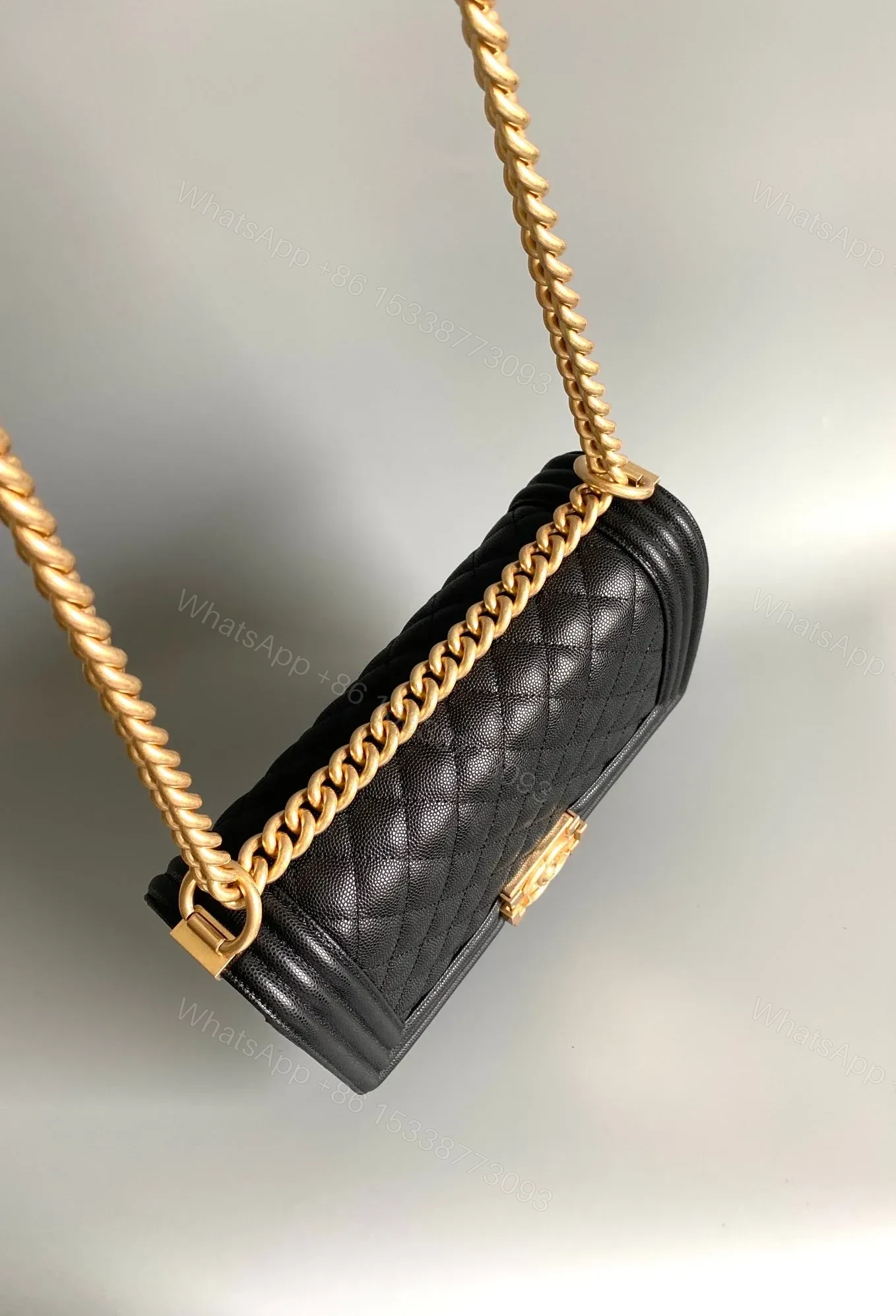 View 5 of CHANEL MEDIUM 25 BOY BAG IN BLACK LAMBSKIN GOLD HARDWARE