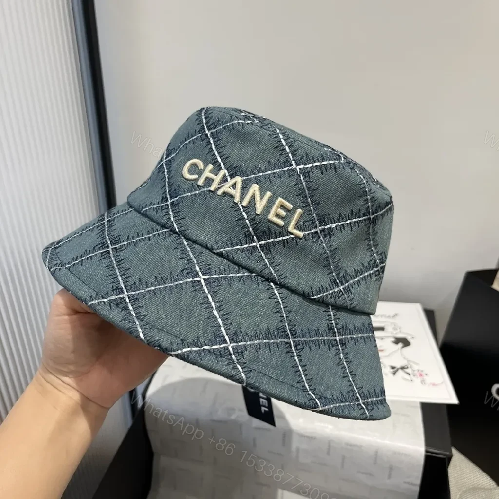 View 2 of Quilted Denim Bucket Hat: Luxe Stitching Chic Accessory