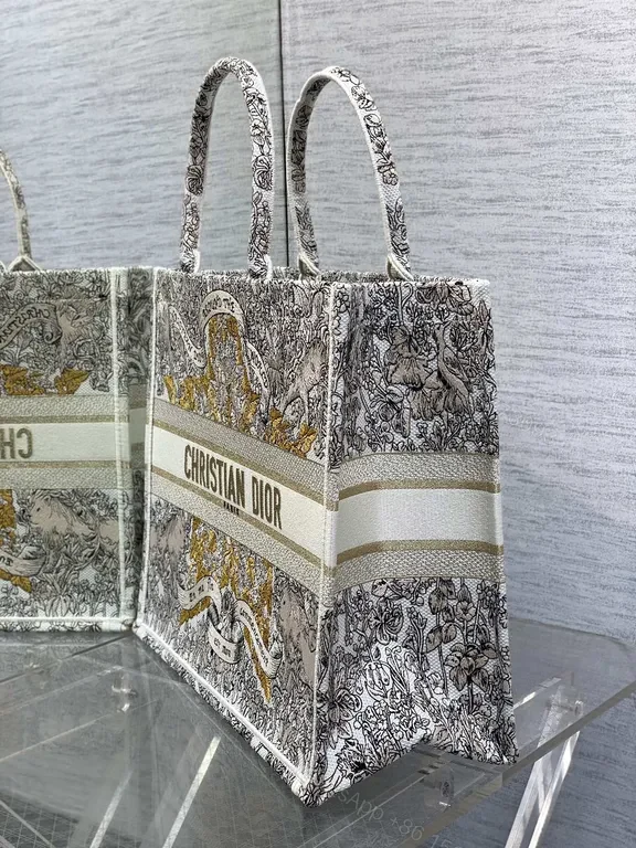 View 2 of Bold Textured Carrier Tote: Multi-Texture Dior Print