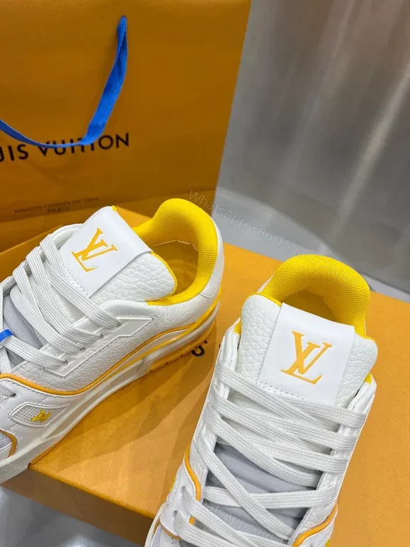 View 2 of Bold White LV Accent High-Tops: Luxury Everyday Sneaker