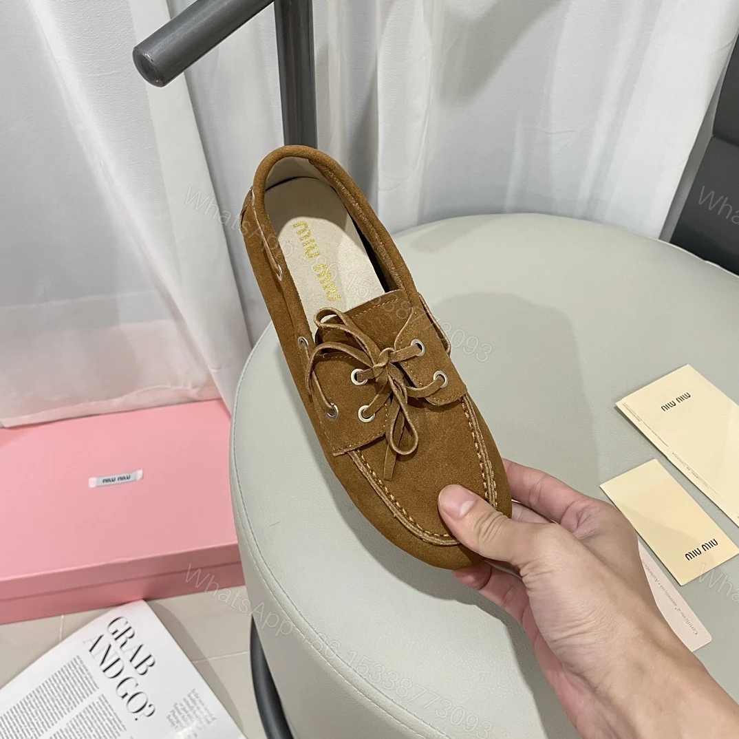 View 3 of MIUMIU FADED UNLINED SUEDE LOAFERS CINNAMON 5D123E Z5O F0401 F D005