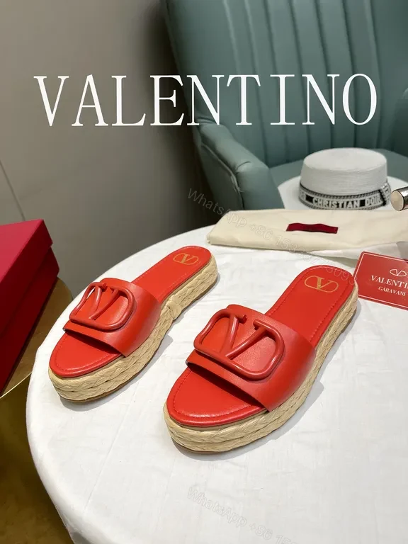 View 7 of Red Valentino Red Calf Leather Espadrille Slide - Bold Luxury Comfort