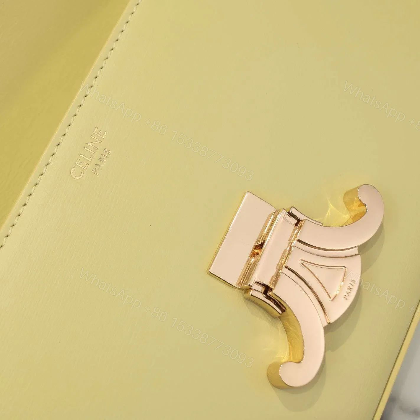 View 8 of Celine Triomphe Handbag Bright Yellow Super Smooth Leather 20x12cm