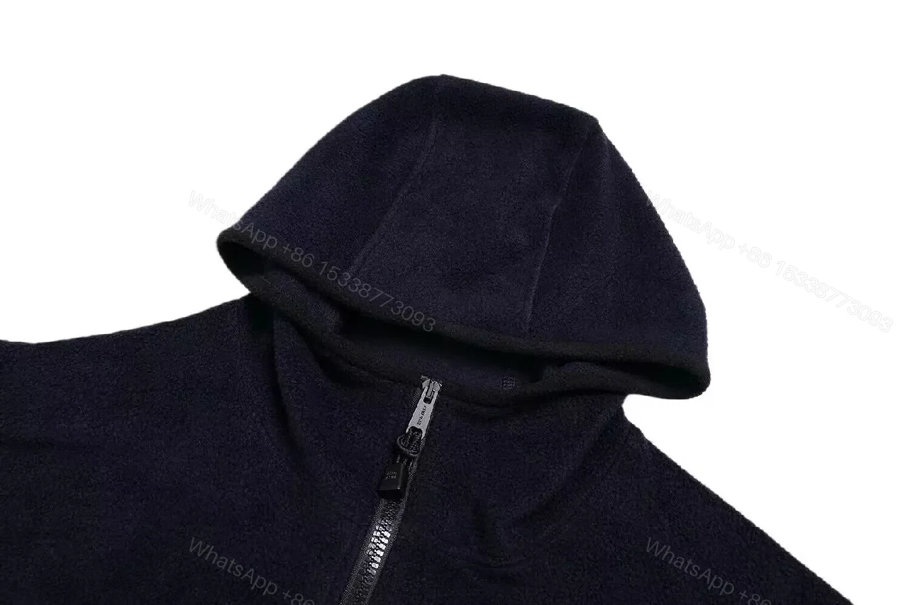 View 4 of Navy Fleece Zip Jacket – Minimalist Luxury Outerwear
