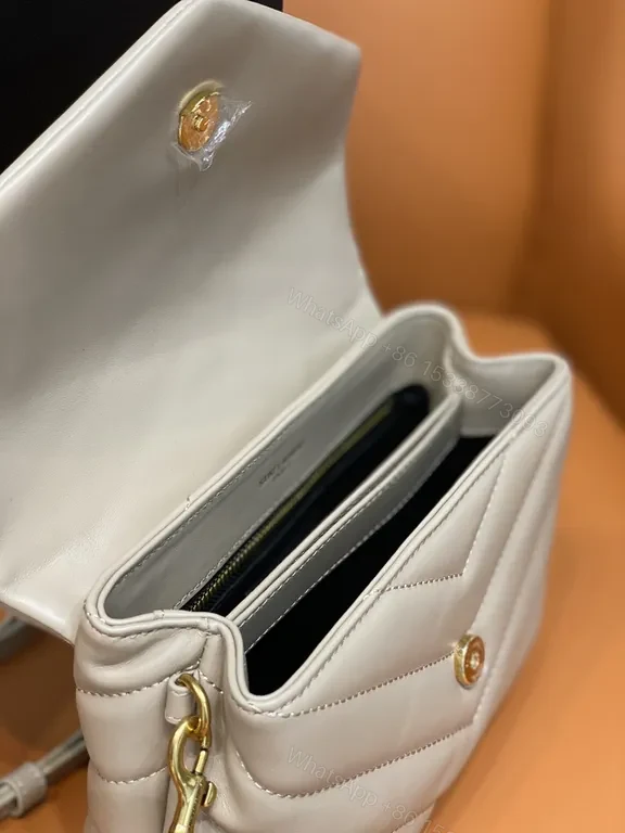 View 5 of Taupe Lambskin Chevron-Quilt Shoulder Bag: Discreet Luxury Carry