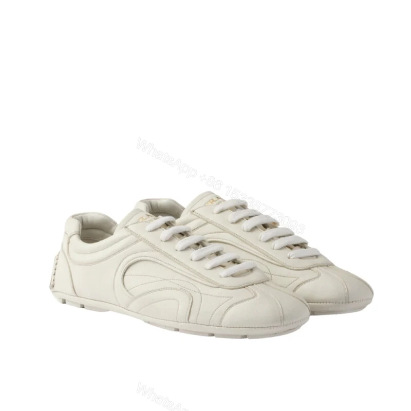 View 10 of Prada Montecarlo Re Edition 2005 Antiqued Nappa Leather Sneakers Chalk White