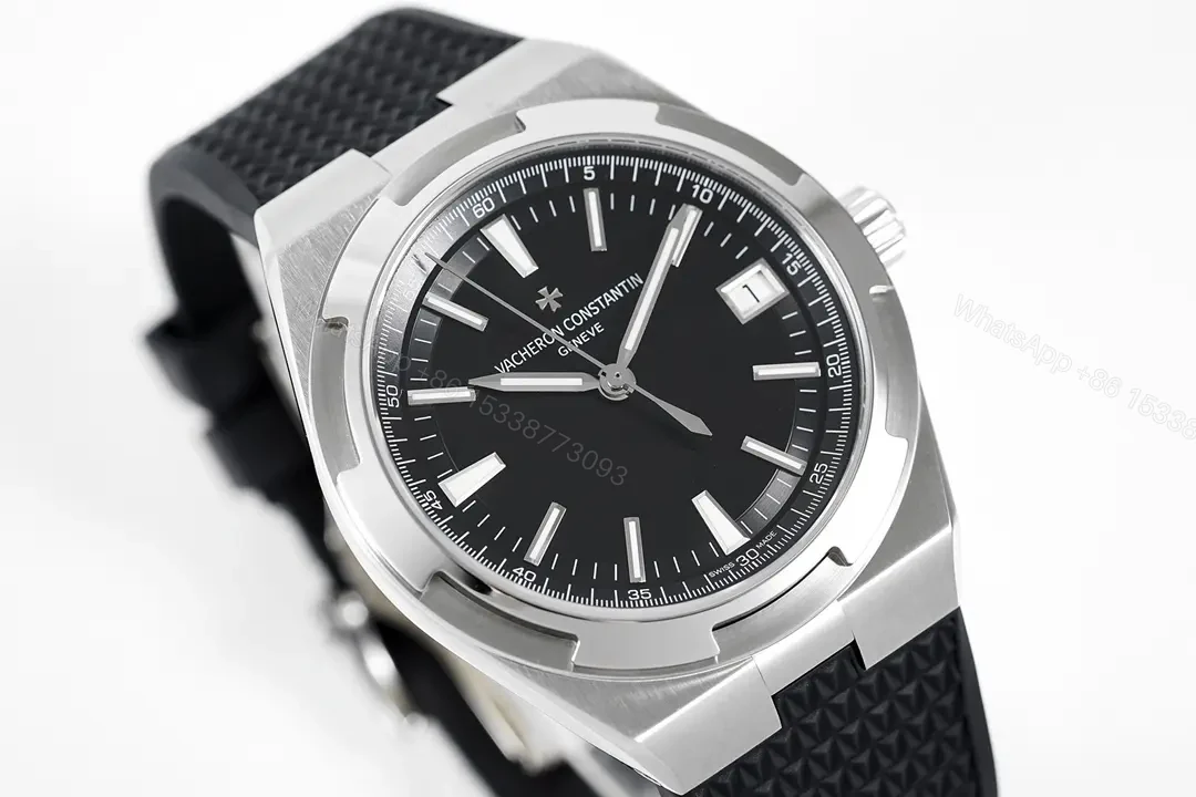 View 5 of GS Factory Vacheron Constantin Overseas Black Dial Stainless Steel Watch with Interchangeable Rubber Strap