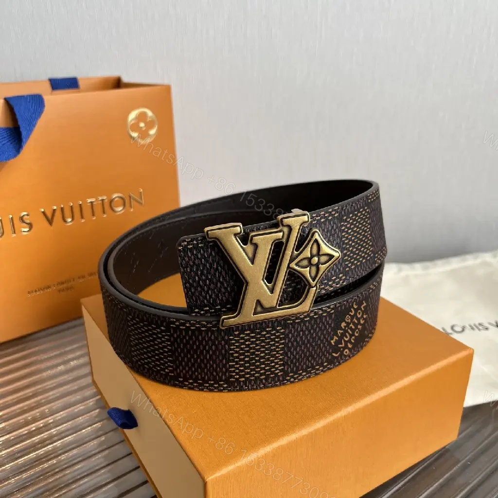 View 10 of Brown Damier Canvas Belt with LV Buckle - Wide Strap