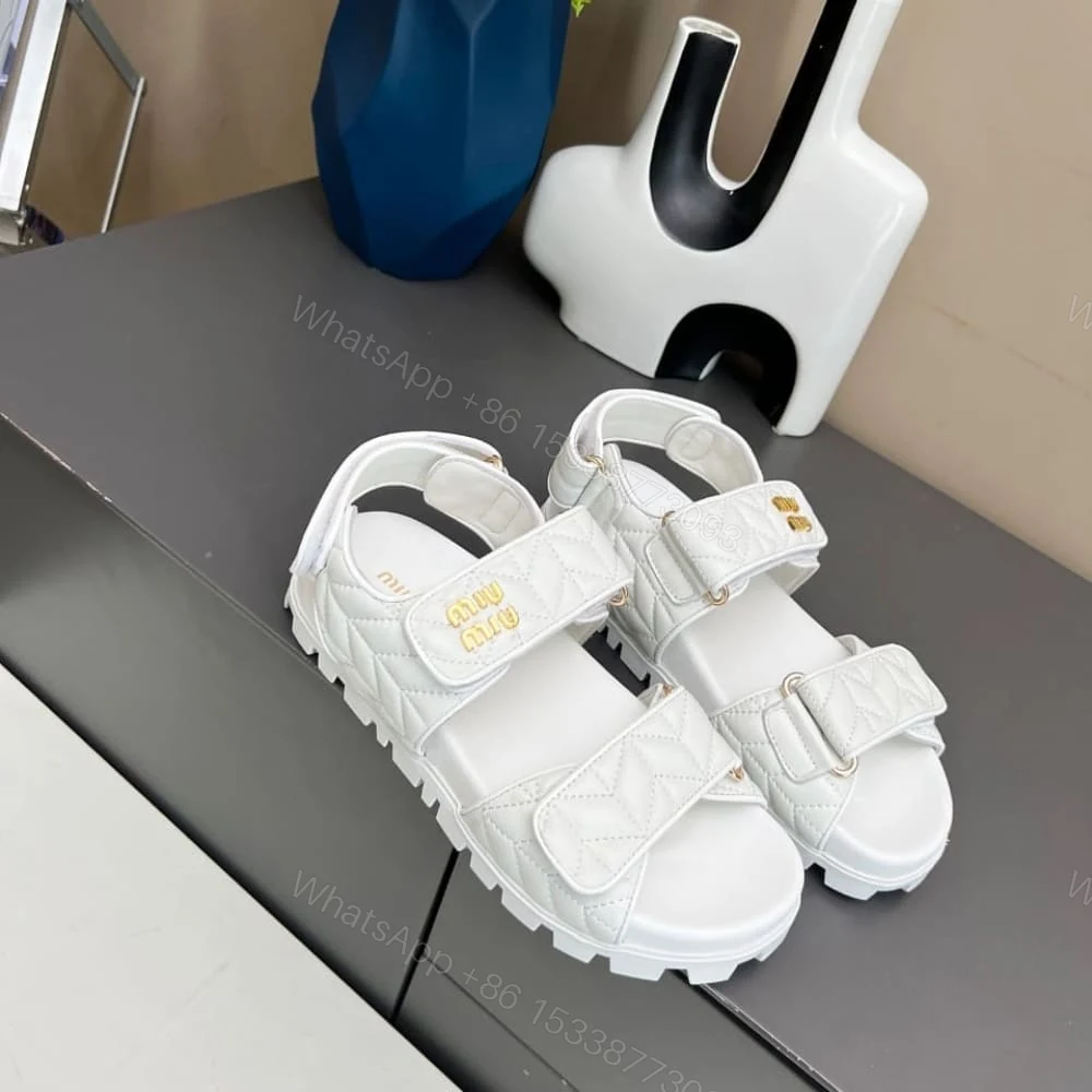 View 2 of MIUMIU SPORTY MATELASSE NAPPA LEATHER SANDALS WHITE 5X135E 88T F0009 F 010