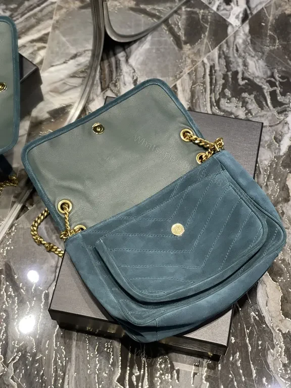 View 3 of Teal Quilted Crossbody: Luxe Calfskin, YSL Hardware Bag