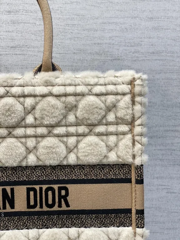 View 4 of Cream BouclÃ© Cannage Tote - Couture Texture, Dior Signature