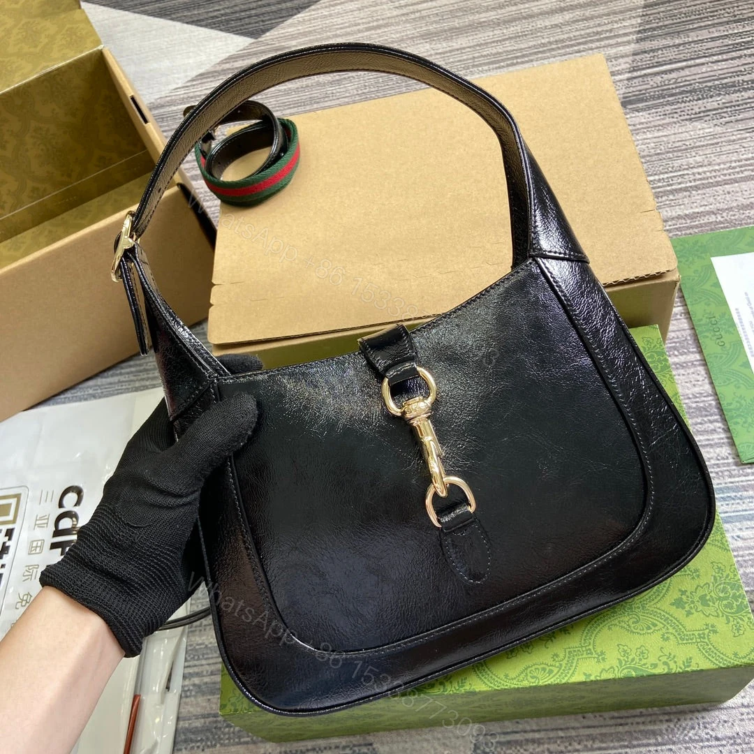 View 6 of JACKIE SMALL SHOULDER BAG 27 IN BLACK CRACKED LACQUER CALFSKIN GOLD HARDWARE