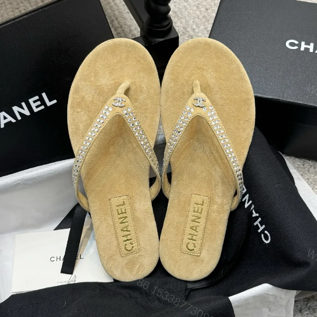 View 9 of Chic Sparkle Sandals: Suede, Rhinestone, Luxury Flip Flops