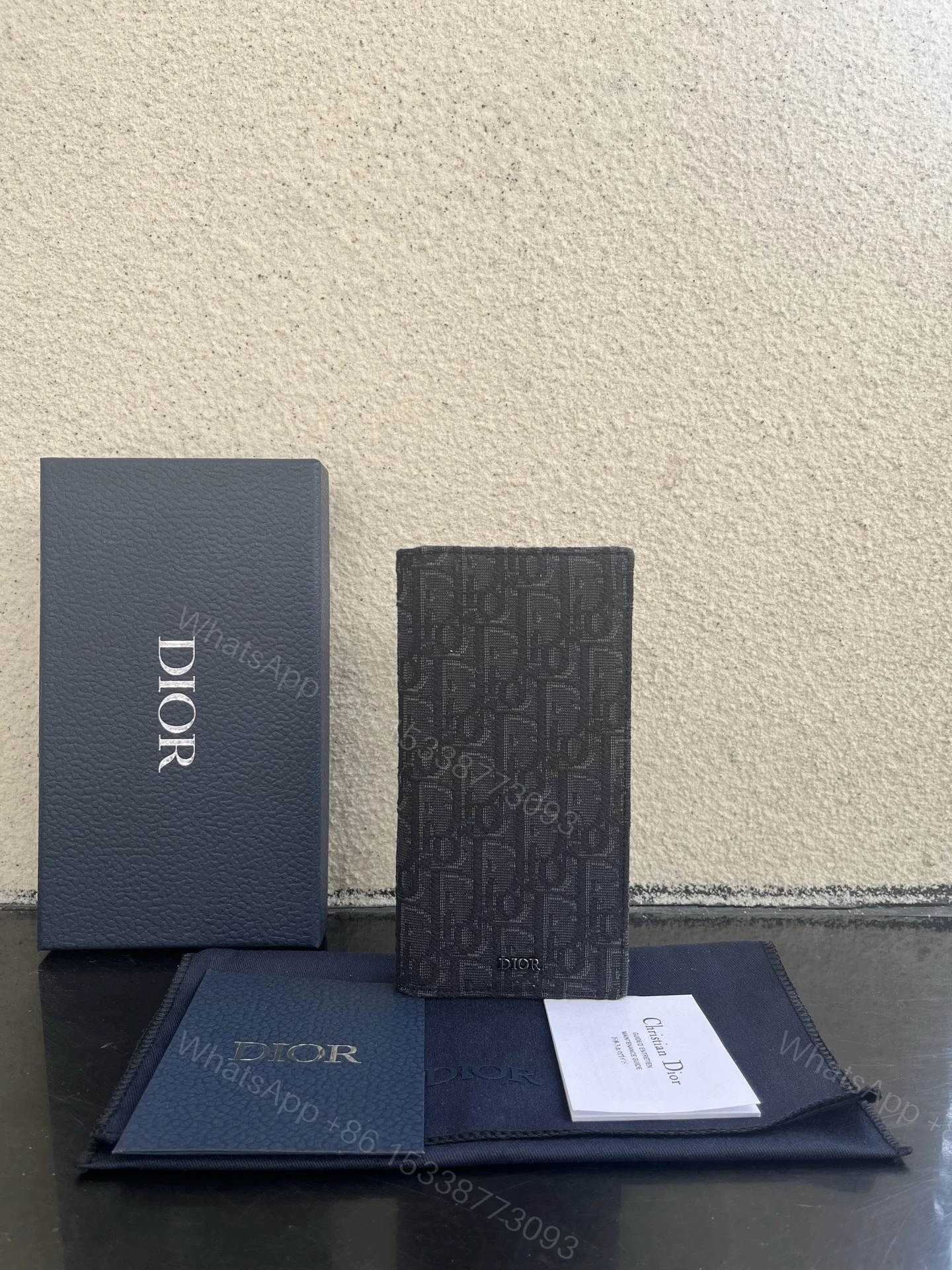Dior 一比一男士長夾 深灰老花布面 經典高辨識度款 — view 1