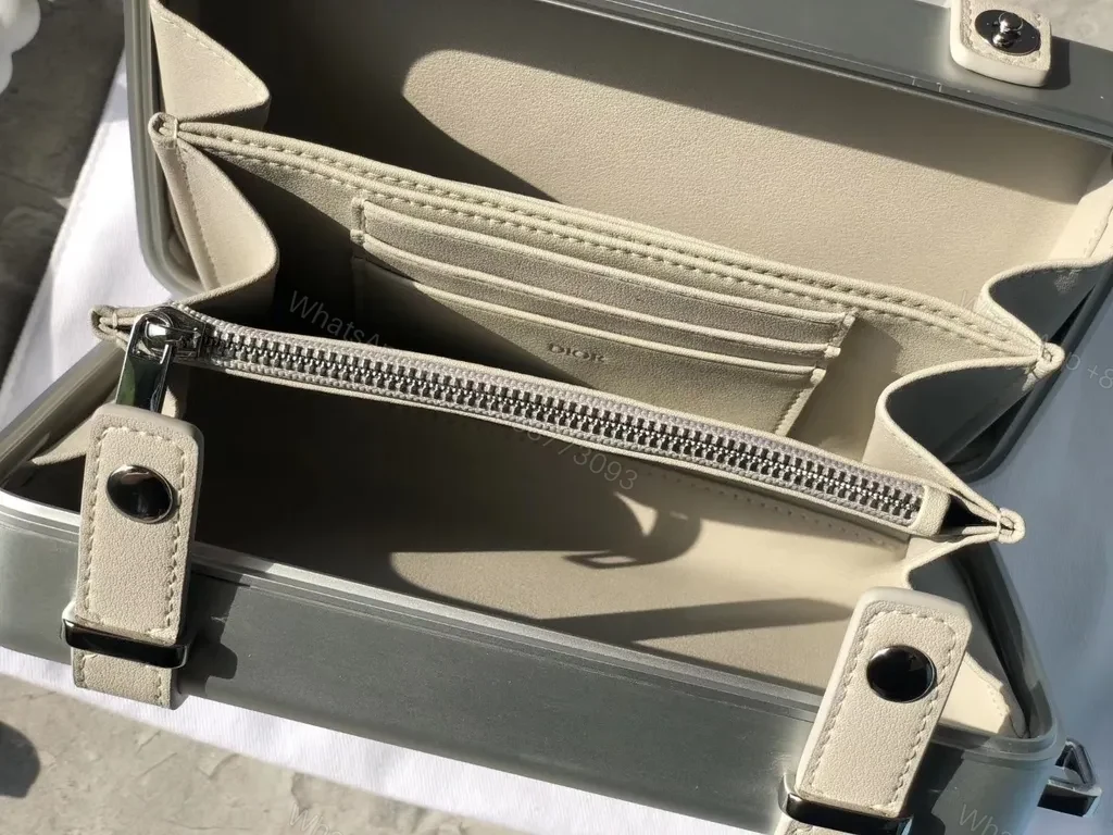 View 8 of Metallic Ribbed Crossbody: Dior-Branded Compact Case - 60 chars max