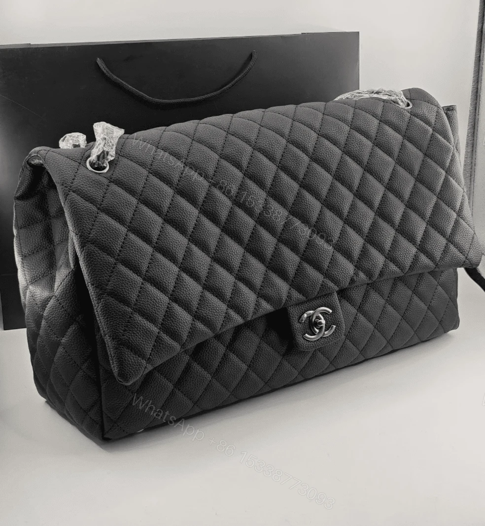 View 2 of CHANEL XXL AIRLINE CLASSIC TRAVEL FLAP BAG CAVIAR BLACK SILVER HARDWARE 46CM
