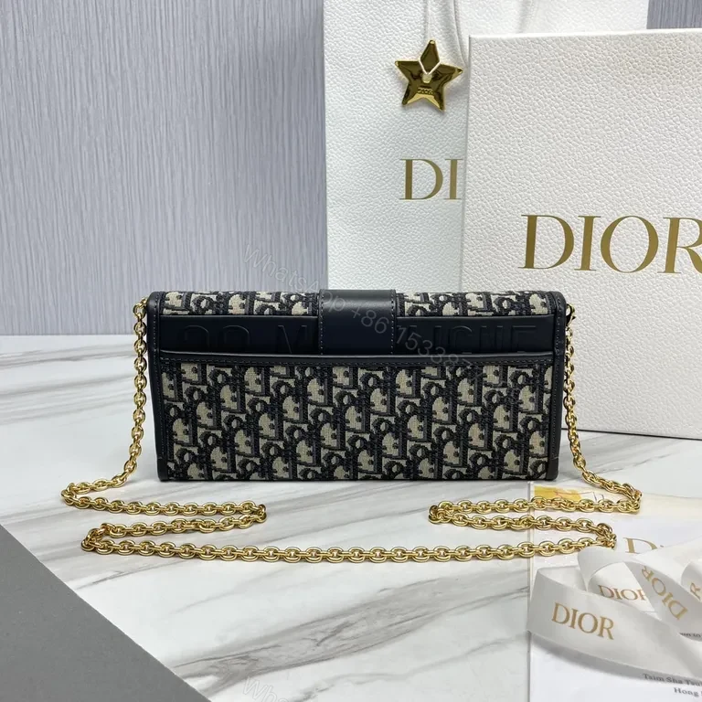 View 2 of Navy Monogram Tote: Dior-Inspired Gold-Accented Bag