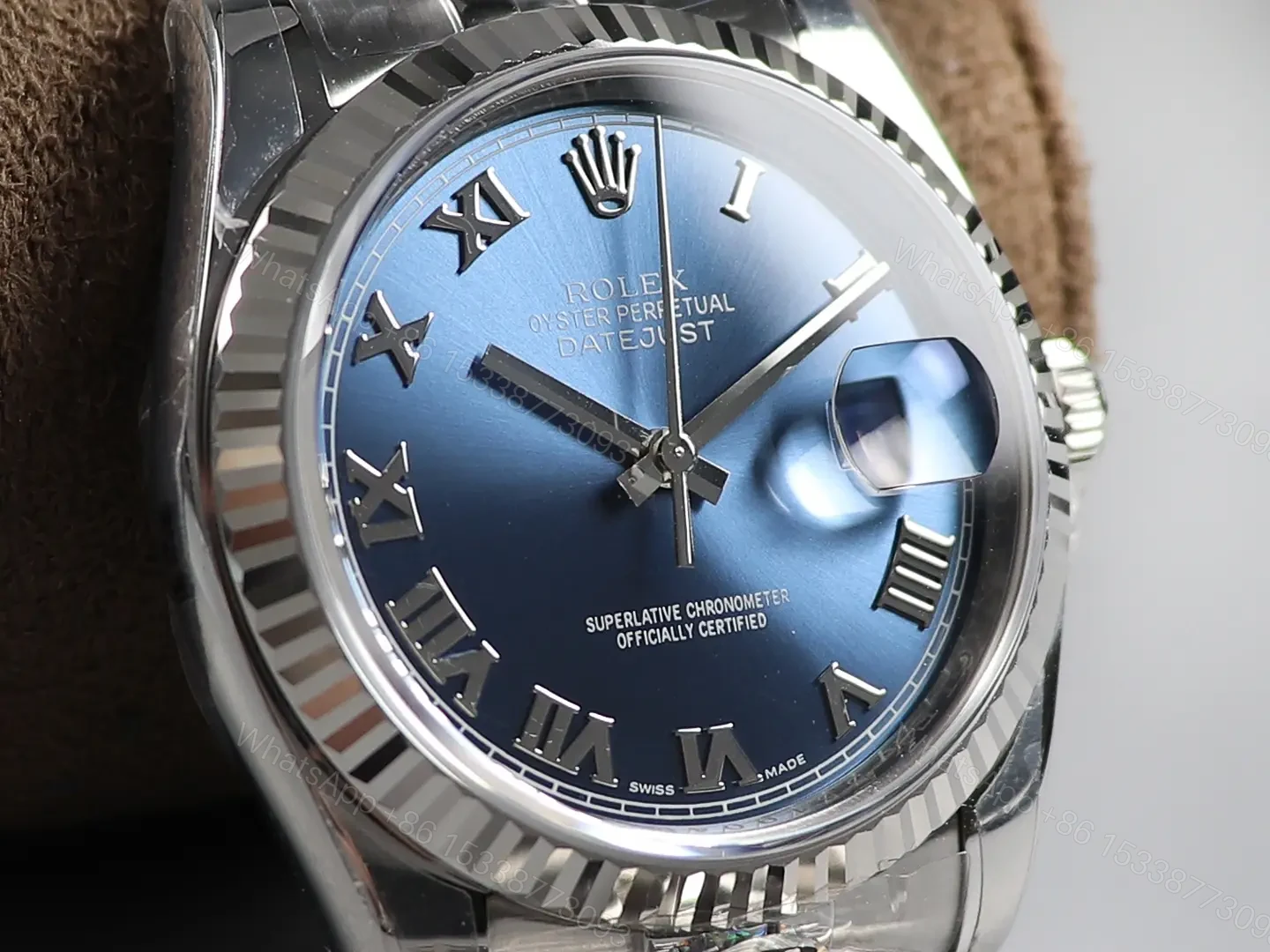 View 3 of Rolex Datejust 41 Stainless Steel Fluted Blue – Roman Dial Jubilee 126334-0026