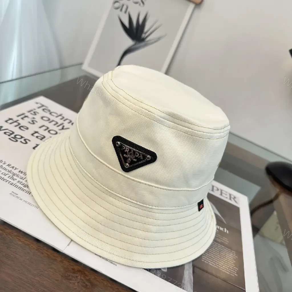 View 12 of White Bucket Hat Cotton Classic Stitch Brim, Minimal Logo Patch