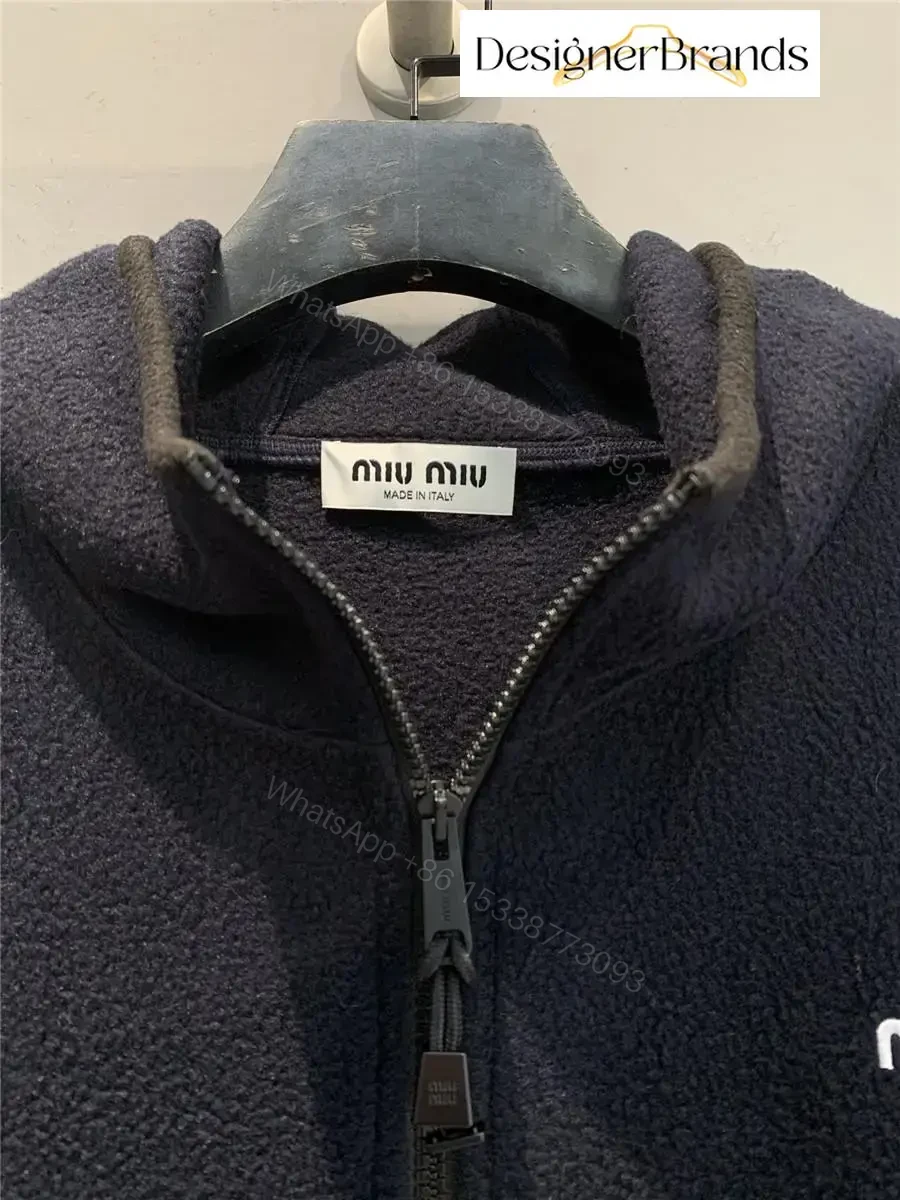 View 4 of Cozy Black Fleece Jacket with Minimalist Luxe Logo, Unisex, Winter-ready