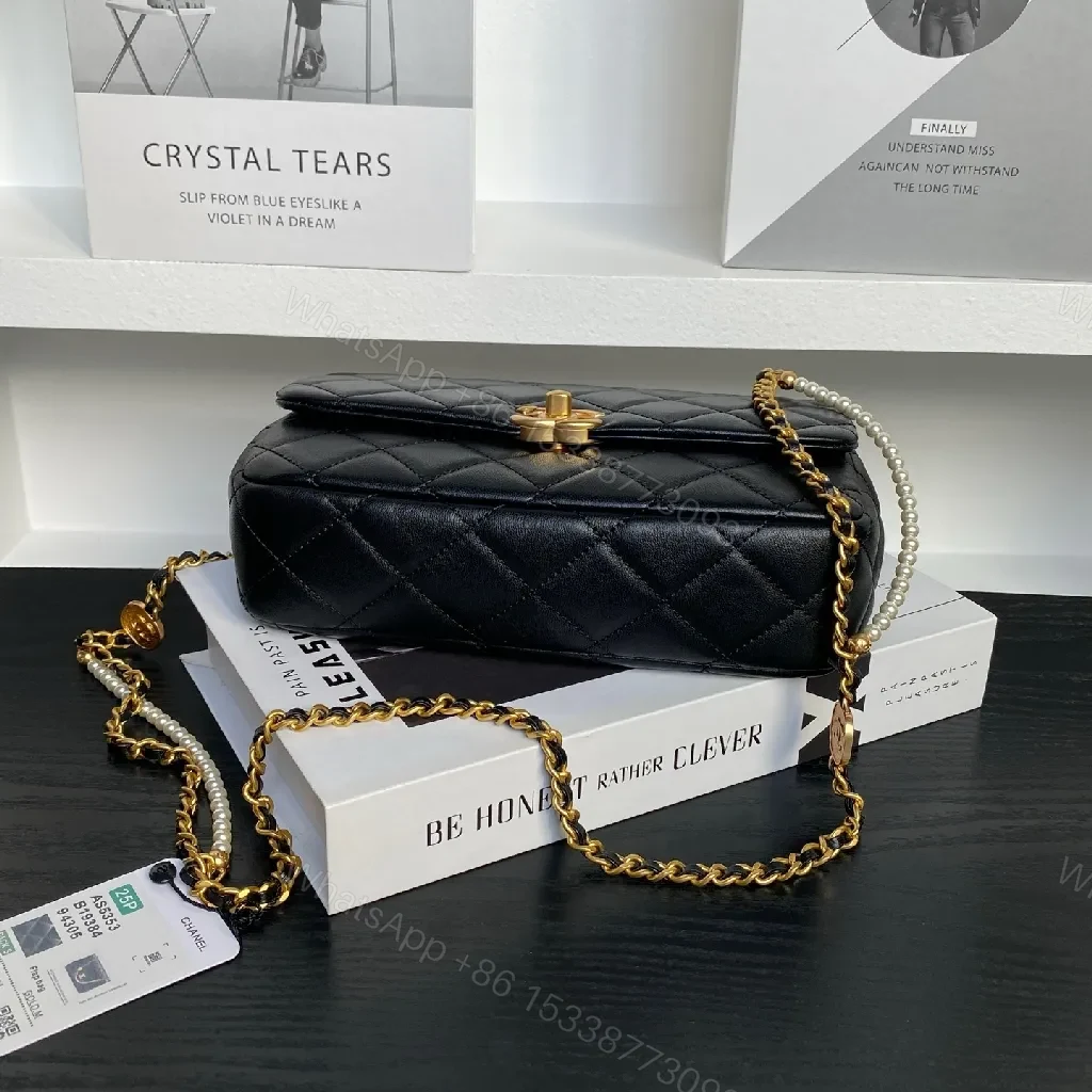 View 8 of Chic Black Quilted Mini Bag with Gold Chain