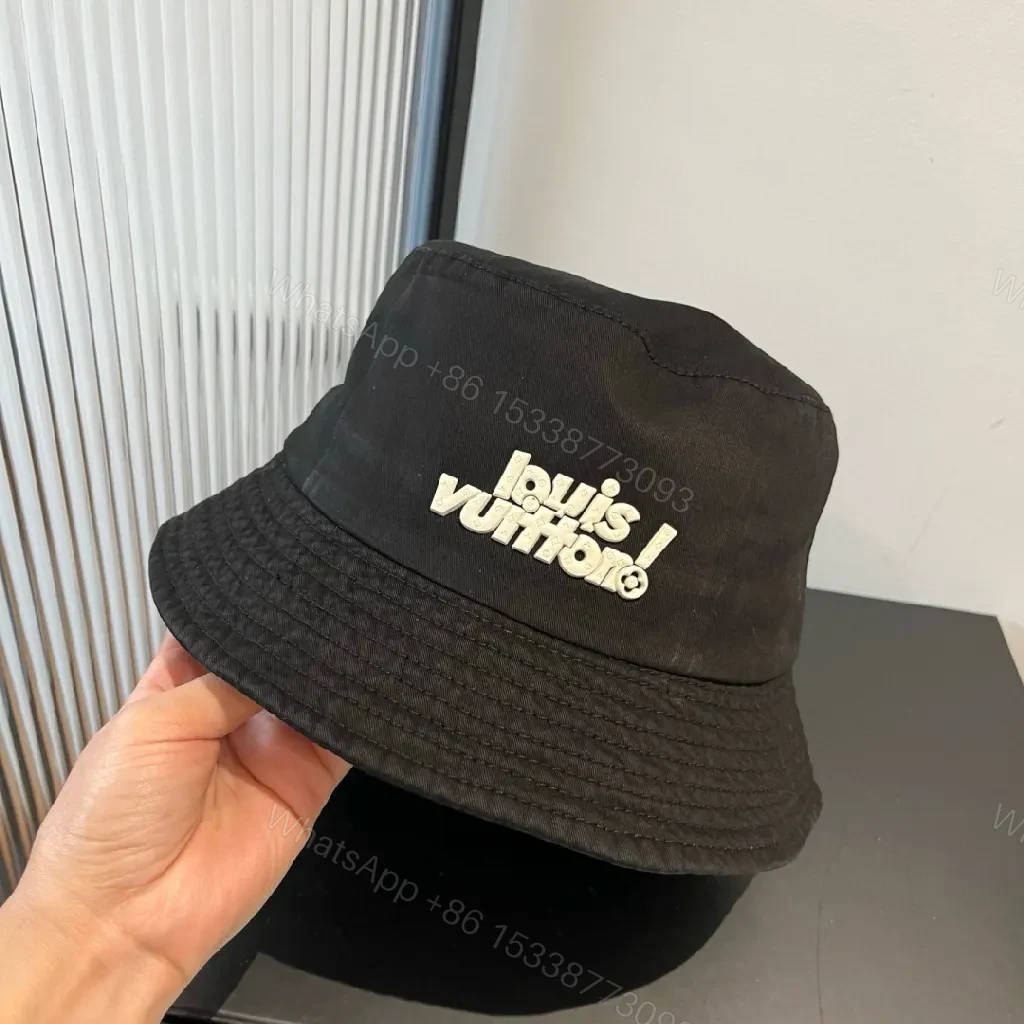 View 8 of Black Nylon Bucket Hat Minimalist Logo Embroidery Hat
