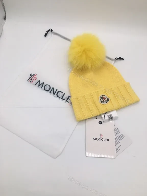 Sunny Yellow Moncler Pom Beanie â€“ Luxurious Warmth, Bold Color Pop — view 1
