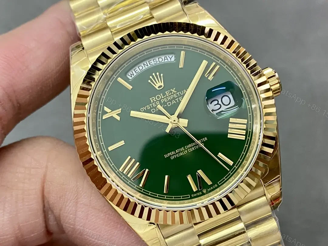 View 2 of Rolex Day-Date 40 Yellow Gold Fluted Green Ombré 228238-0069