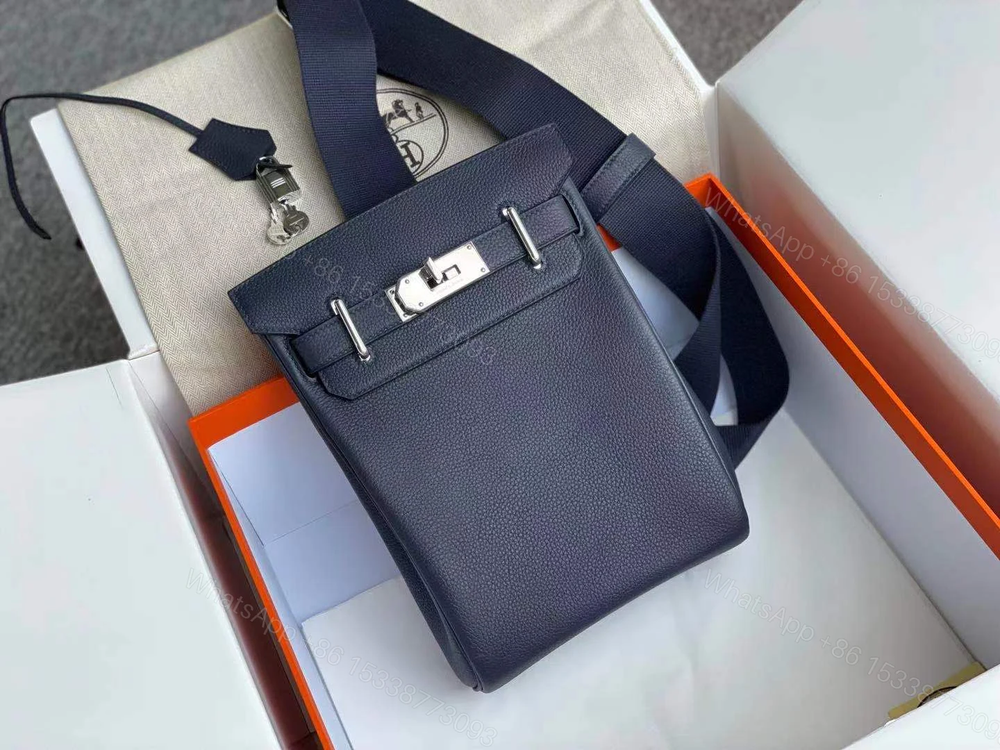 View 2 of HERMES HAC A DOS TOGO BACKPACK PALLADIUM HARDWARE NAVY BLUE 29CM