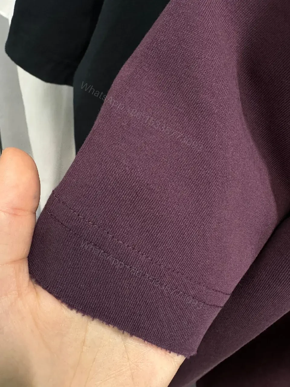 View 5 of Burgundy Cotton Oversized Tee with LVIS Embroidery