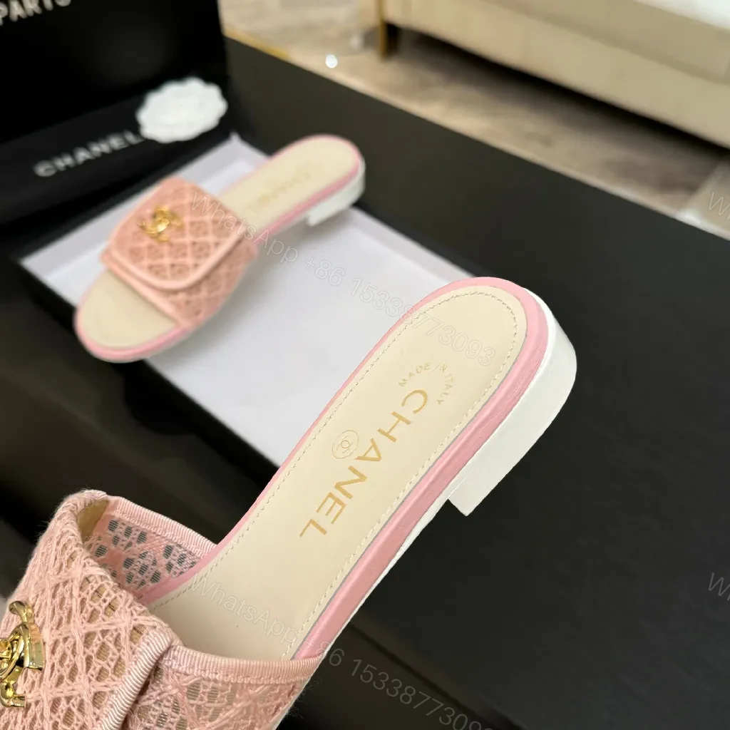 View 8 of Pink Lace Slide Sandals, Cushioned insole, Couture-Inspired Comfort