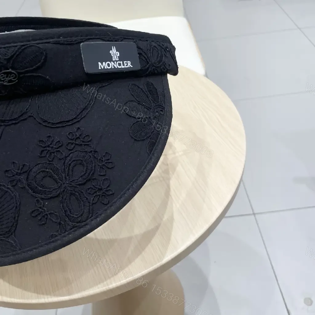 View 3 of Structured Black Embroidered Sun Visor - Luxe, Everyday Shield
