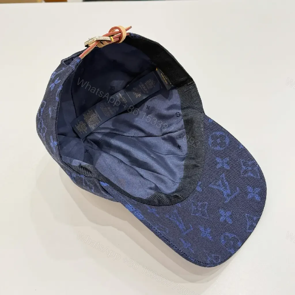 View 3 of Dark Navy LV Embroidered Monogram Logo Baseball Cap