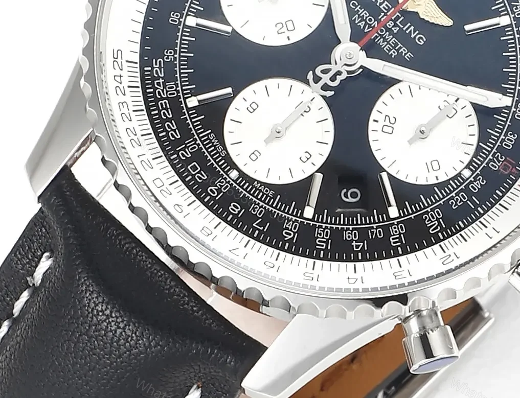 View 4 of GF Factory Breitling Navitimer 1 B01 Chronograph 43mm Black Dial Leather Strap Watch – BLS V2 Upgrade Edition