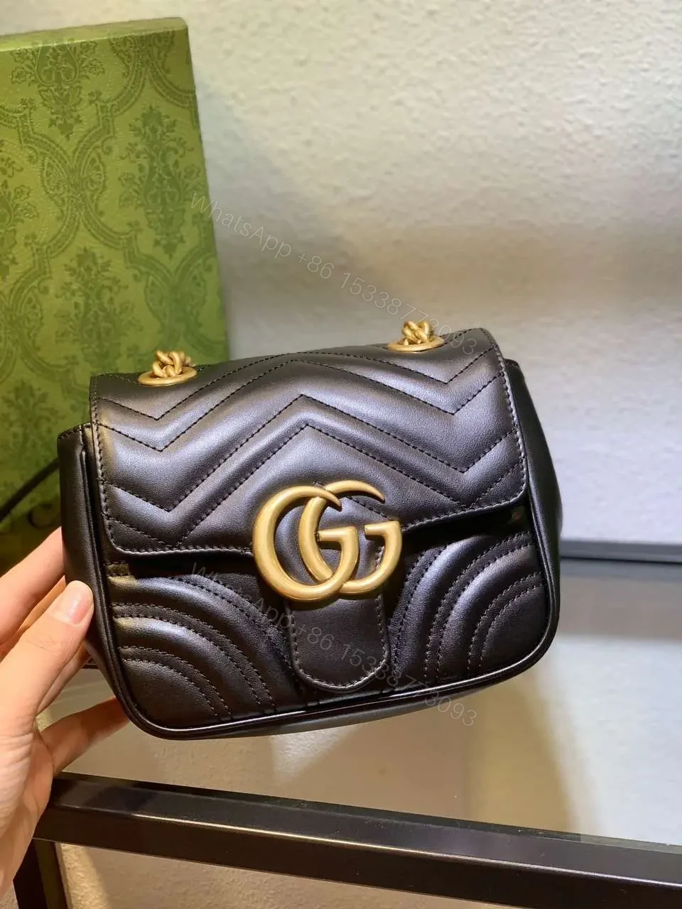 View 8 of Gucci Marmont Rep 11 Women’s Handbag High Quality Black 20cm