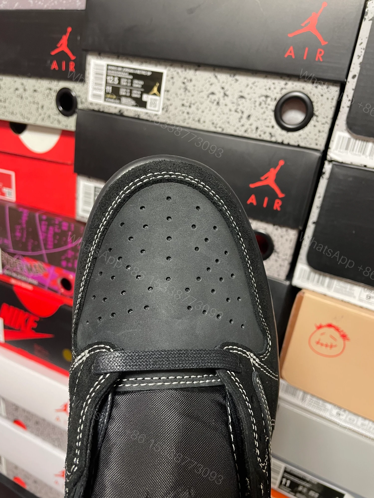 View 3 of Jordan 1 Retro Low OG SP Travis Scott Black Phantom