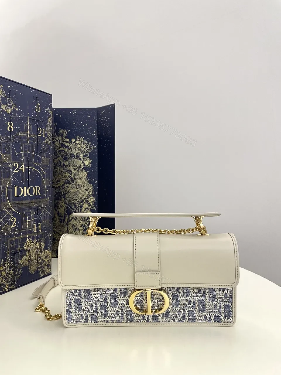 Textured Jacquard Evening Bag with Gold Hardware - Structured Chic — view 1