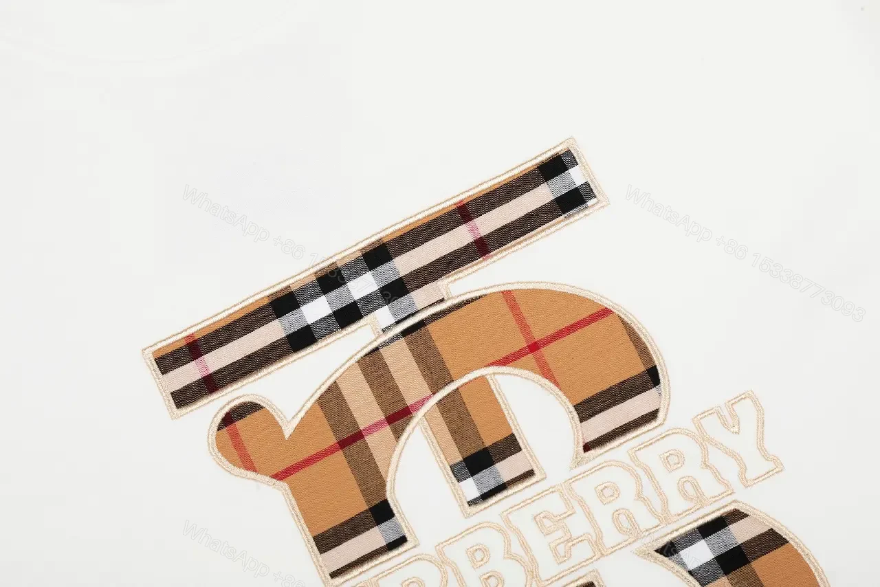 View 9 of White Plaid Logo Graphic Tee, Premium Cotton, Casual Luxe