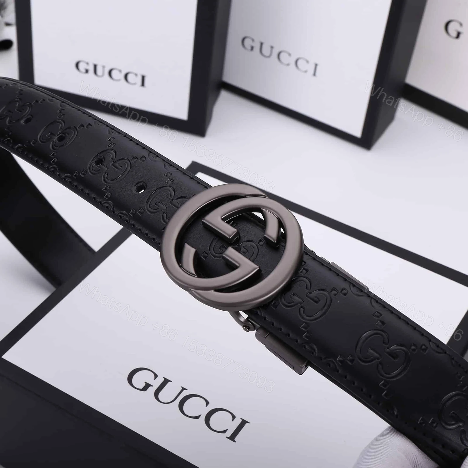 View 3 of GUCCI GG MARMONT REVERSIBLE BELT BLACK MAXI 774153 AABZA 1000