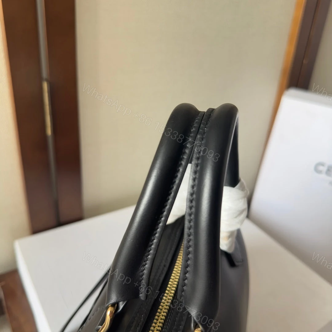 View 2 of CELINE SMALL BOSTON BAG IN SMOOTH CALFSKIN WITH CUIR TRIOMPHE BLACK