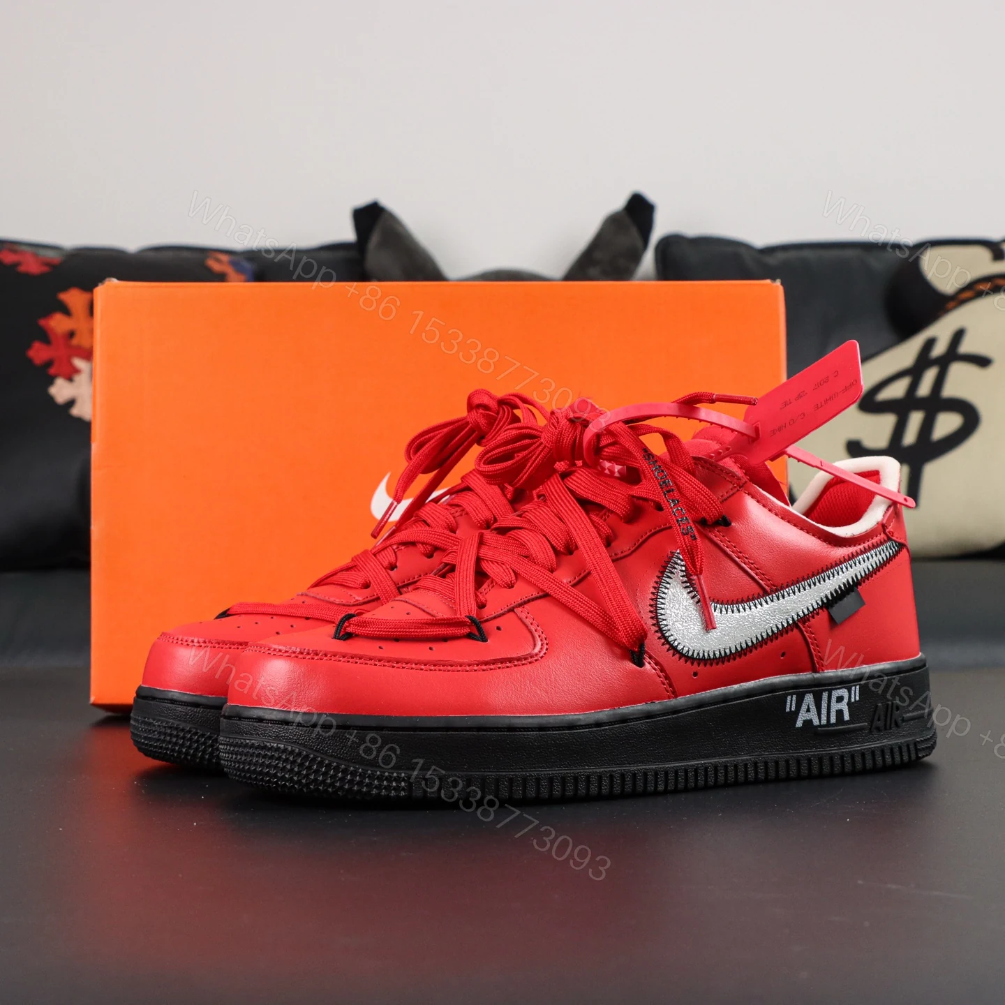Off White x Air Force 1 Red Black Reps — view 1