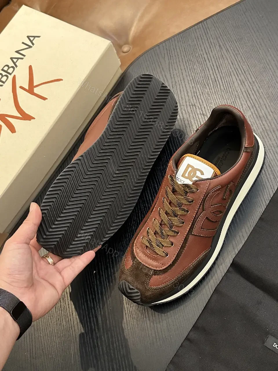 View 9 of Chestnut Patchwork Runner: Leather & Suede, Luxury Sneaker