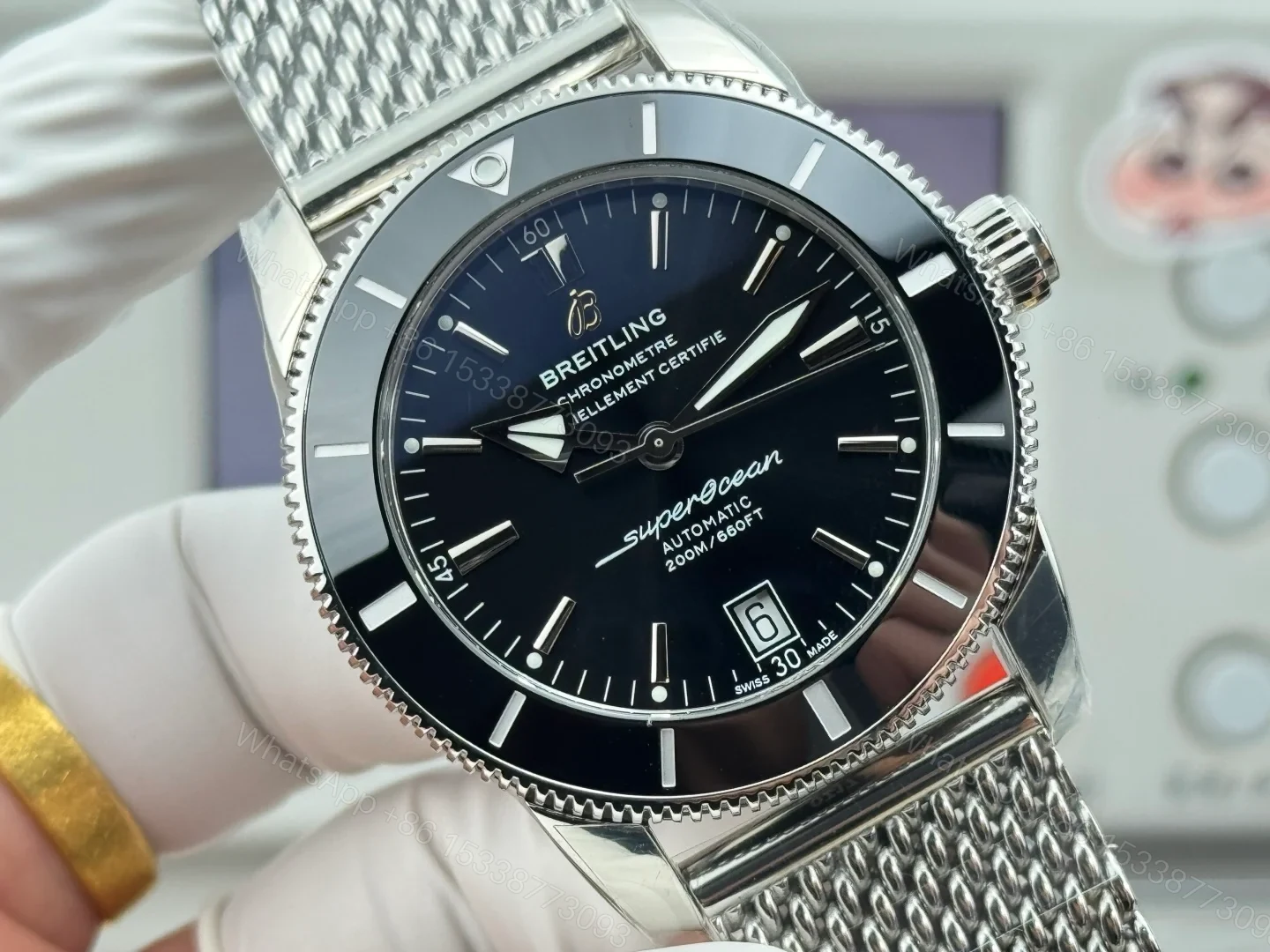 View 5 of Breitling Superocean Heritage B31 Black Replica 42MM Premium Milanese Bracelet Edition AB3111241B1A1