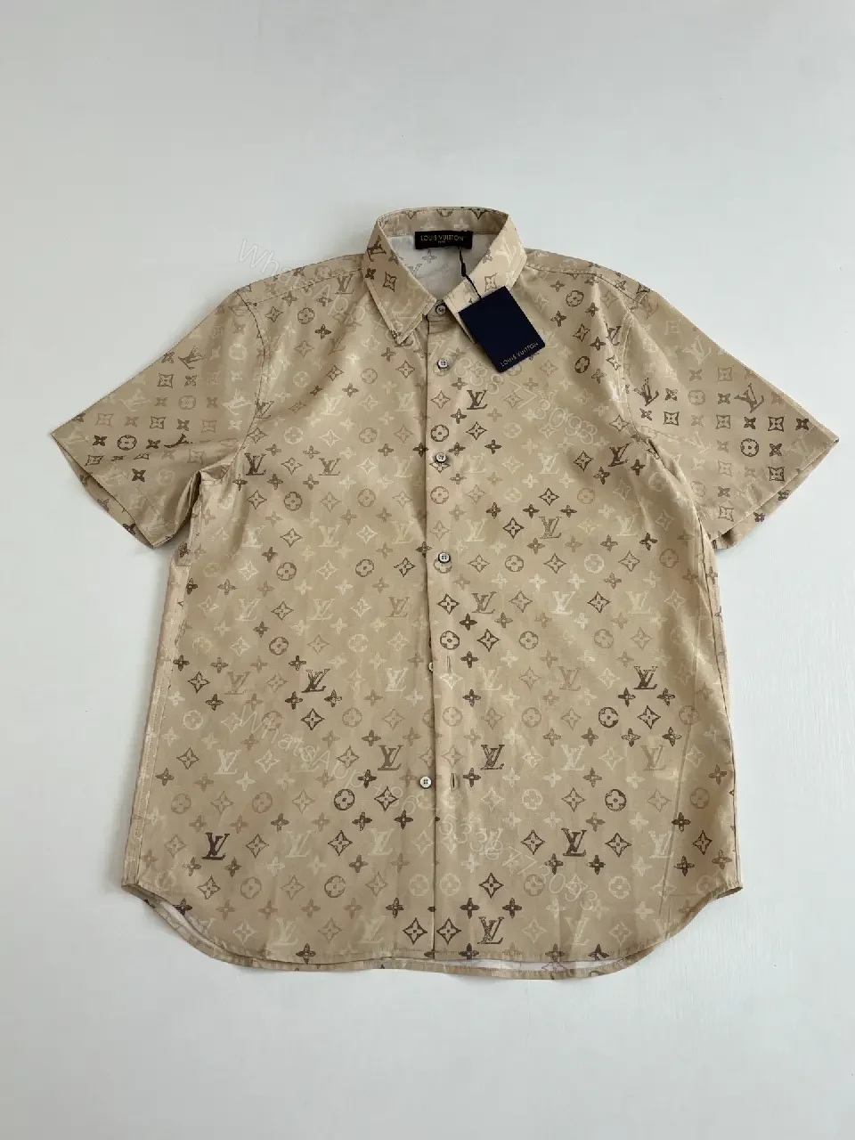View 8 of Beige Louis Vuitton Monogram Shirt, Regular Fit, Button-Front Shirt